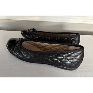 French Sole FS/NY Passport Ballet Cap Toe Quilted Flat Black Sz 8